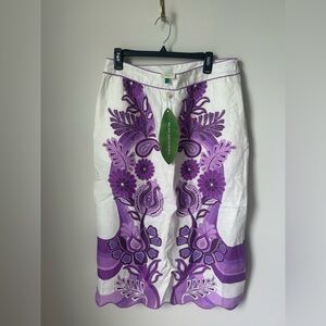 Farm Rio Purple Floral Festival Midi Skirt